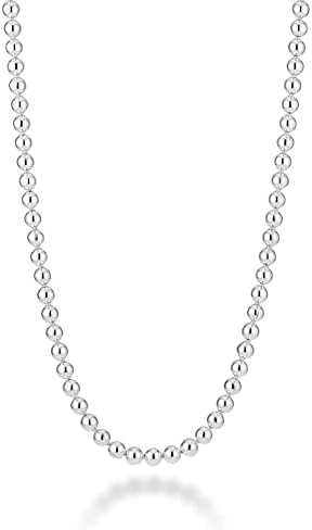 アクセサリー OX JEWELRY Italian Silver Beads Necklace Verona Jewelers 925 Sterling Silver Italian Oval Bead Necklace